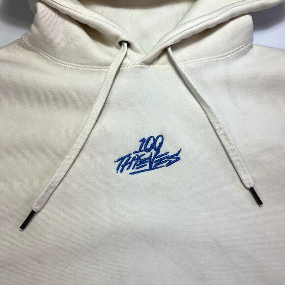100‎ Thieves Small Embroidered No Camping Szn 2020 White Bone Pullover Hoodie - Picture 3 of 16